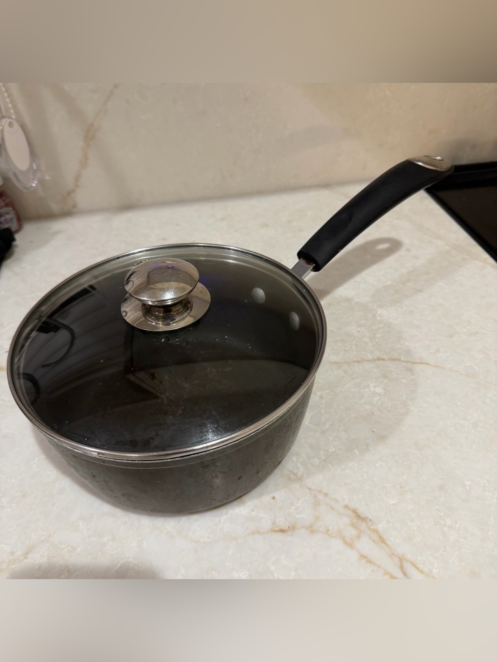 Bialetti Black Saucepan with Glass Lid and Soft-Grip Handle